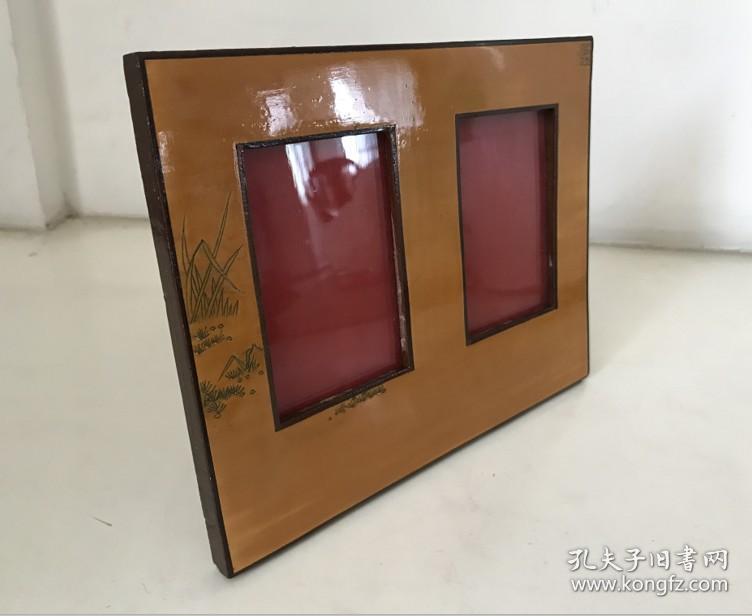 宝庆竹刻镶嵌红木草地图案大号相框