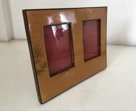 宝庆竹刻镶嵌红木草地图案大号相框