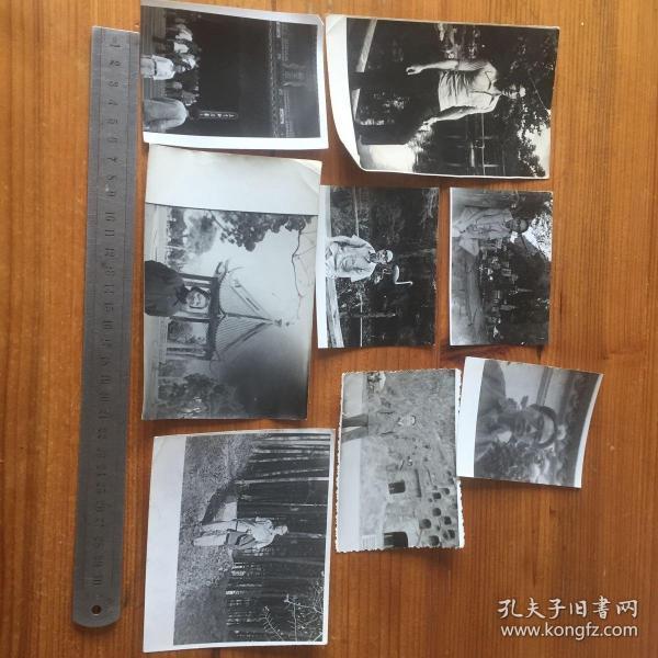 约八十年代背景各地风景名胜区写真照片8枚合售