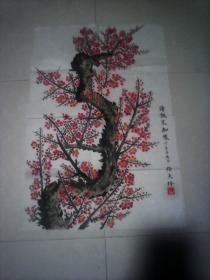 国画.清极不知寒：梅花画一幅(条幅69cm×46cm  杨天珍作)