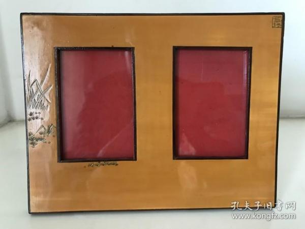 宝庆竹刻镶嵌红木草地图案大号相框