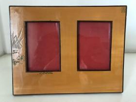 宝庆竹刻镶嵌红木草地图案大号相框