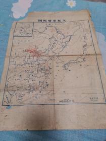 支那事变略图 上海事变明细图解 昭和十二年 作战地图 用彩色铅笔画过 保真