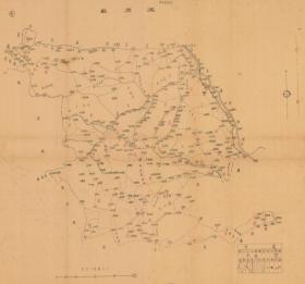 【提供资料信息服务】民国《海原县老地图》（原图高清复制），中卫海原老地图，全图绘制详细，全县村庄、乡镇、大车道、小路等等绘制详细。开幅大70*75CM，海原县地理地名历史变迁重要史料。裱框后，风貌佳。