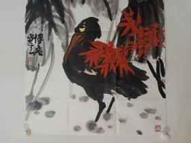 保真书画，当代大写意花鸟画名家田博庵佳作《一路清廉》一幅，尺寸103.5×69cm