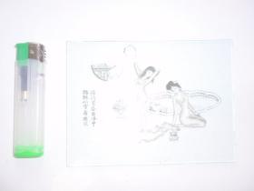 玻璃刻画 中国古代仕女出浴画 L1