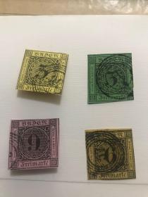 1850年代古老邮票一组 四张不同 保存很好了