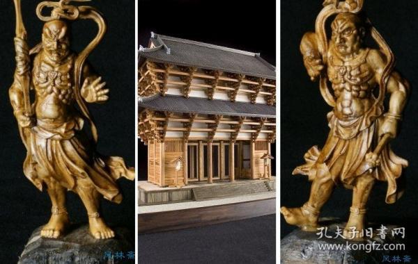 东大寺南大门 1:100屋久杉神木版 含阿形吽形仁王像 日本国宝古建筑 实木手工模型 拼装套材