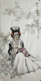 终身保真名家字画，刘娟， 四尺整张人物
女，汉族，1955年生于北京。毕业于解放军艺术学院美术系、国家文化部第二届重彩画高级研究班。现为空军政治部文艺创作室美术创作员。中国美术家协会会员，中国舞台美术家学会会员，中国美术家重彩画学会会员、北京女美术家联谊会副秘书长，北京工笔画会会员。