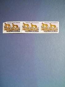 外国邮票  尼日利亚邮票  野生动物豹 3连
 （无邮戳新票票）