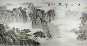 保真，王铭远，办公室客厅装饰画，四尺山水：江山锦绣，136*68