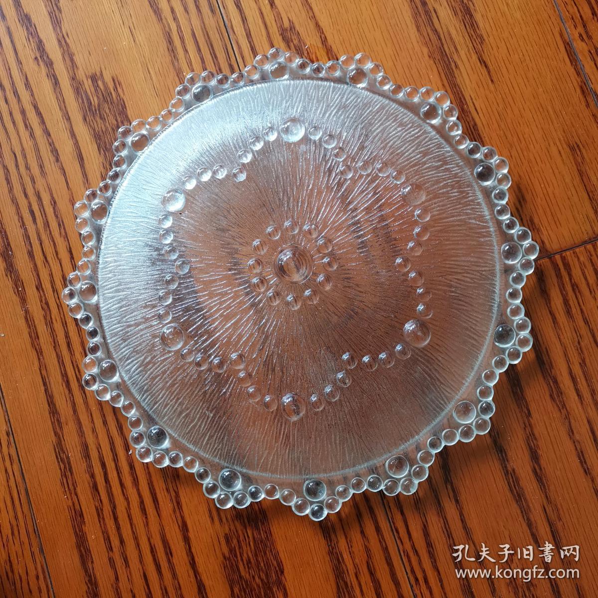 旧藏老玻璃果盘一只