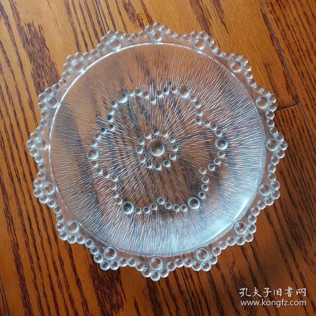 旧藏老玻璃果盘一只