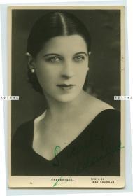 民国初期舞台剧女明星Frederique亲笔签名唯美肖像照片，银盐照片泛银