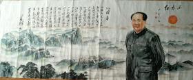 毛泽东沁园春雪画像 严金火画 八尺人物 纯手绘240+85画心