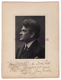 捷克斯洛伐克著名作曲家，小提琴家 德尔德拉 （Frantisek Drdla）1924年亲笔签名照 附手书代表作乐谱两则