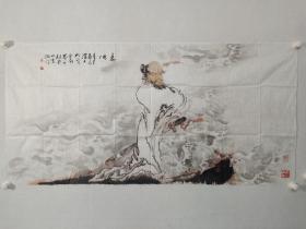 保真书画，著名画家人物画佳作《豪侠》一幅，尺寸70.5×144cm