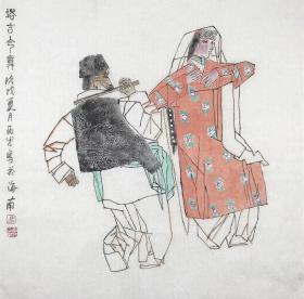 终身保真名家字画，马西光，斗方人物
一九三二年生。山西临猗人。擅国画。又名光夫，扎西，号雪牦，斋号牦斋。1948年参加革命。曾先后就学于西北军政大学艺术学院、西安美术学院国画系。1958年到青海，从事美术编辑、美术组织、美术创作，现为青海省文联专职画家。中国美术家协会会员，美协青海分会副主席，青海省政协委员，擅长水墨人物画。青海美术摄影展览办公室。曾任中国美协青海分会副主席、玄圃画院副院长