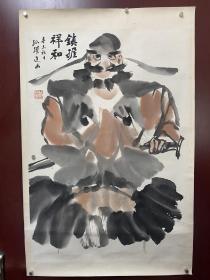 保真！著名画家刘大为弟子 孙耀进 国画作品《钟馗》尺寸：78厘米X48厘米