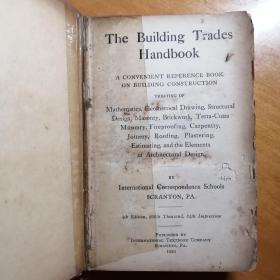 1926年"建筑师手册 The building Trades Handbook"。英文原版。十分多图表。袖珍版：14x9.5cm。非常稀有！