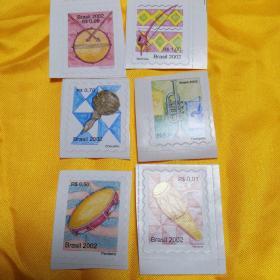 巴西2002年发行乐器邮票一套6枚(全新带背胶)