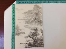 雕刻版山水画（溪山渔舟）