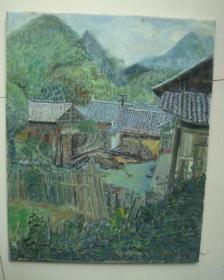 风景油画[带框][原画],时间不详.没有签名