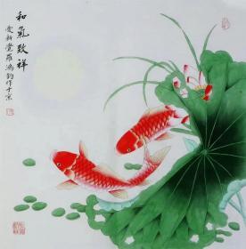 手绘 装饰字画  四尺斗方 工笔花鸟 尺寸约65X65厘米
