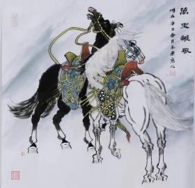 国画作品 四尺斗方  马到成功  尺寸约68X68厘米
