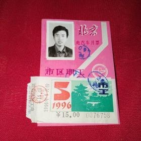 1996年北京市区职工电汽车月票