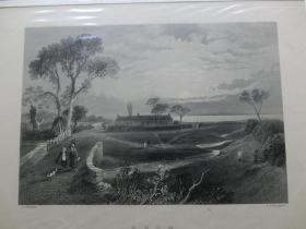 【百元包邮】《BROW风景》 钢版画 1870年 带卡纸装裱 （PM00514）