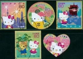 日本信销邮票-问候祝贺G40-2010 kitty猫 凯蒂猫 5全新
