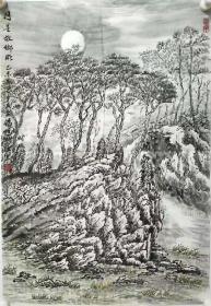 金益清，山水 69*45cm，职业画家