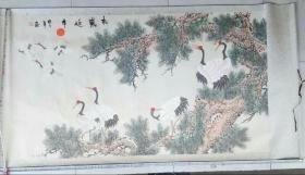 现代书画：周金绘 松鹤延年  画芯89X165CM