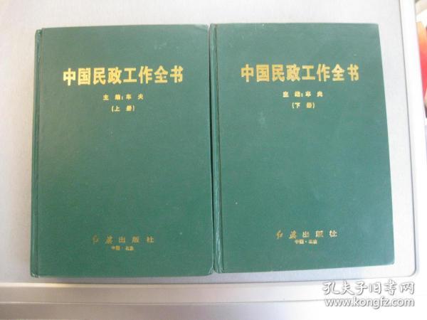 中国民政工作全书 上下二册全【9品 军人安置 优待抚恤  社会救济 养老保险 职工福利 婚姻登记 福利企业 社团管理 区划地名 民生百科不一而足】