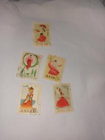 5枚一套珍稀邮票朝鲜60年代发行民族舞蹈邮票保真出售
