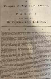 葡萄牙语—— 英语  英语——葡萄牙语词典 （全两册）   1/4真皮装订  书脊烫金   木纹纸印刷   1813年老版书   此书无页码标志，大约2000页左右  三排版  容量大