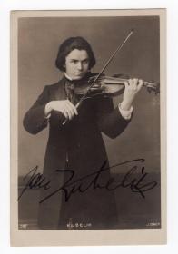 “帕格尼尼再世” 捷克小提琴大师 扬·库贝利克(Jan Kubelik) 早期约1900年亲笔签名照