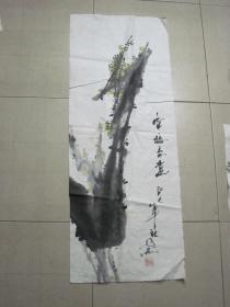 花鸟一幅：寒梅香远（35×90厘米）