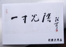 林散之书法大字： 一寸光阴【明信片  1张】