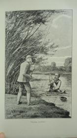 1893年FISHING. 体育名著《钓鱼图考》3/4羊皮善本 大量版画插图