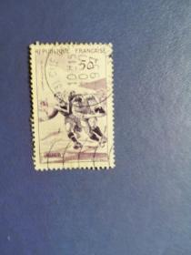 外国邮票   法国邮票 1956年  体育运动 橄榄球（信销票）