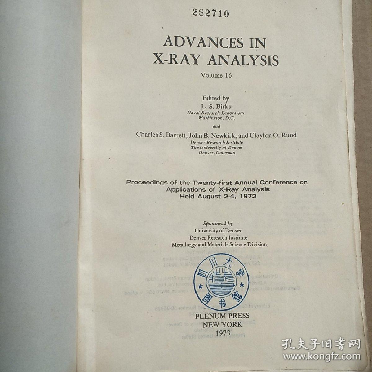 advances in X-ray analysis volume 16（P3268）