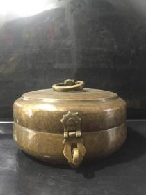 清代中期纯铜老食盒 品相完整 包浆老道浑厚