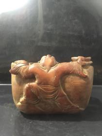 清代文房老竹黄雕刻笔洗 造型独特别致 品相完美
