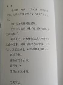 国学大师文怀沙的一天 真实纪录包括起床习惯 早餐内容老友程十发的画跋 与艾青的夫人 赖少其的天人 政军界要人的拜访 傅抱石的幼子来访 为紫檀博物馆老板丽华撰文等等 一直工作到近晚上12点 国文并茂