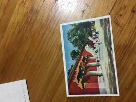 58年明信片,北京少年宫,加帖一枚57年邮票 纪44.5--2