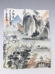 清末马毓章字汉三水墨山水画镜心