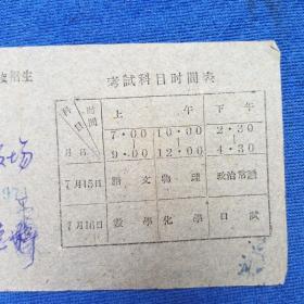 宝鸡市1961年准考证