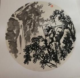 画家耿庆林老师手绘墨彩山水作品（卡纸画片10）尺寸50公分×50公分